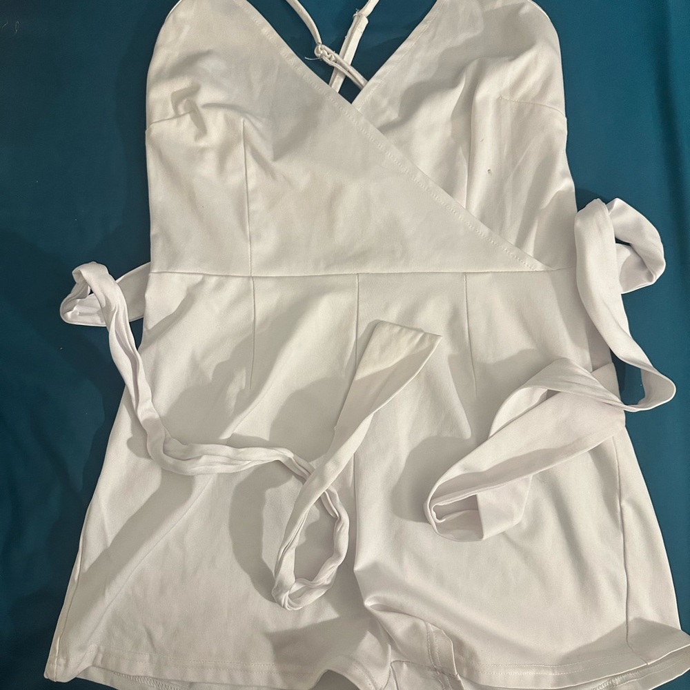 White Wrap Romper